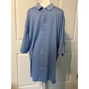 Nicklaus Golf Button Up Adult XL Mens Blue/White Short Sleeve 100% Cotton Polo